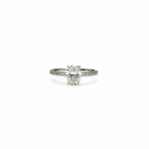 Bague 49 Bague solitaire - Or gris 18K et diamants taille ovale 58 Facettes REF2537-304CF