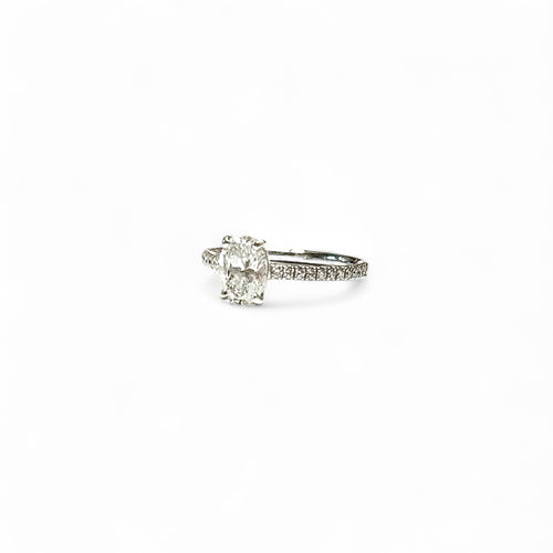 Bague 49 Bague solitaire - Or gris 18K et diamants taille ovale 58 Facettes REF2537-304CF