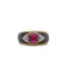 Bague 50.5 Bague bandeau en or jaune avec rubis coussin, diamants et nacre 58 Facettes REF2220