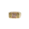 Bague 55 Chevalière en or jaune 18K pavée d’améthystes et péridots 58 Facettes 2376-98