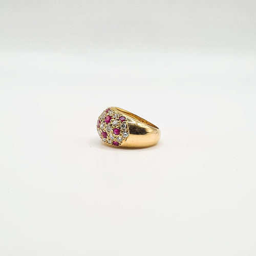Bague 52 Bague en or jaune 18 carats avec diamants et rubis 58 Facettes Bague  #4952