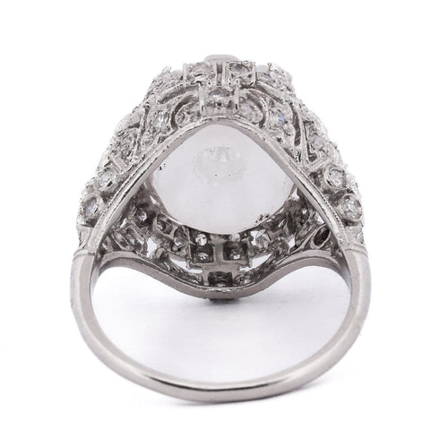 Bague 50 Bague ancienne - Motif floral en platine 950, diamants et cristal de roche 58 Facettes AN594 - P16 (0389)