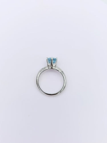 Bague 49 Bague solitaire vintage en platine avec aigue-marine et diamants 58 Facettes Valoir/250
