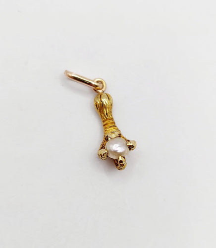 Pendentif Pendentif serre d'aigle antique en or jaune 18k et perle 58 Facettes A06935