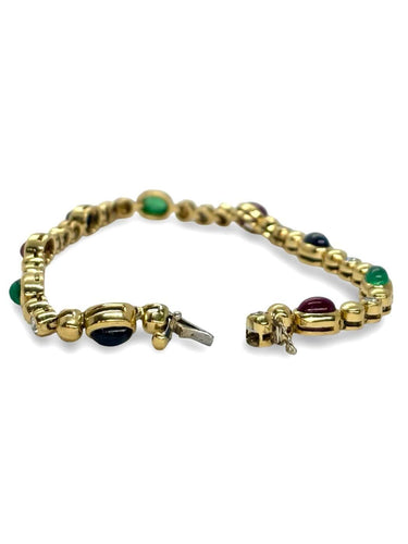 Bracelet Bracelet en or jaune 18K avec diamants, émeraudes, rubis et saphirs 58 Facettes 1823