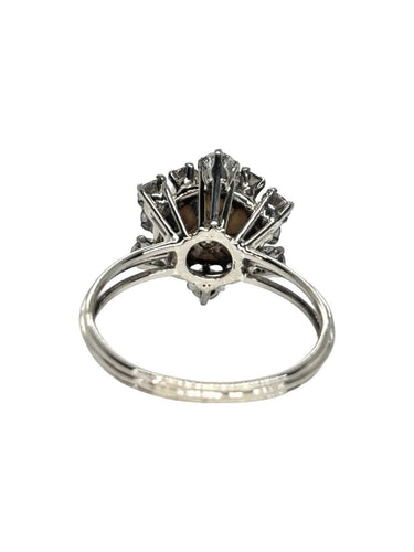 Bague 55 Bague en or blanc 18K avec perle naturelle et diamants 0,90 ct 58 Facettes 1777