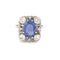 Bague 54.5 Bague - Saphir de Ceylan 4,66 ct et diamants en platine et or gris 18 carats 58 Facettes BSA92
