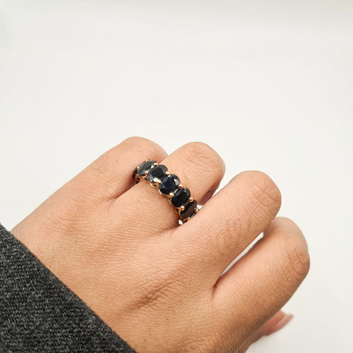 Bague 52 Alliance - Bague en or jaune 18 carats et saphirs 58 Facettes #5011