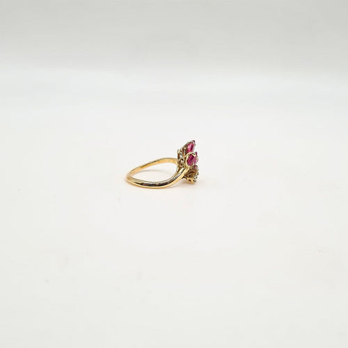 Bague 48 Bague rubis et diamants en or jaune 18 carats 58 Facettes Bague #4992