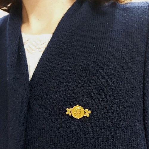 Broche Vernier - Broche Art nouveau « Allégorie du Printemps » en or jaune 18k 58 Facettes 253
