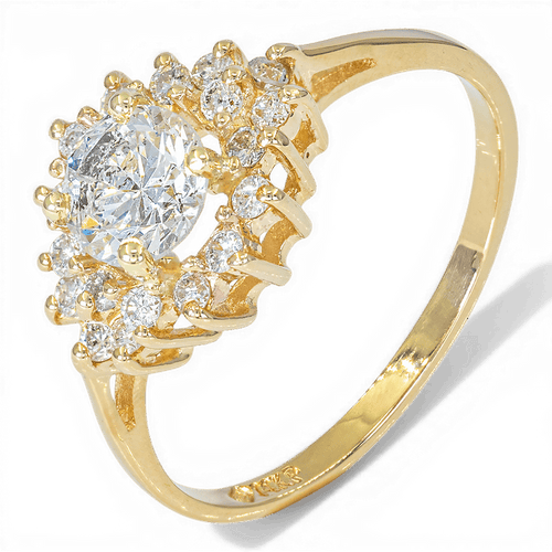 Bague 54 Bague en or jaune 585 sertie de diamants 0,92 ct 58 Facettes XB03
