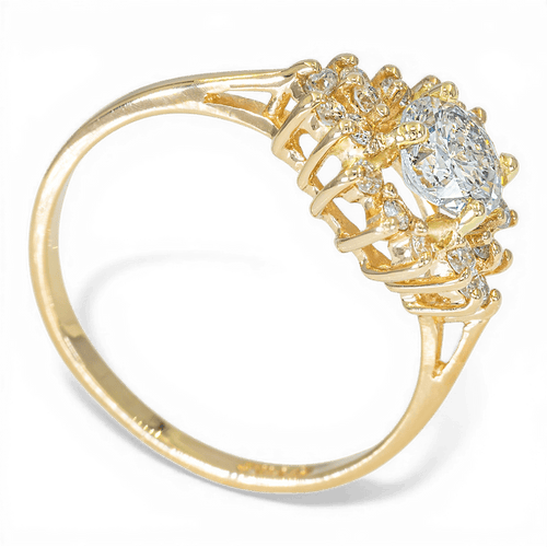Bague 54 Bague en or jaune 585 sertie de diamants 0,92 ct 58 Facettes XB03