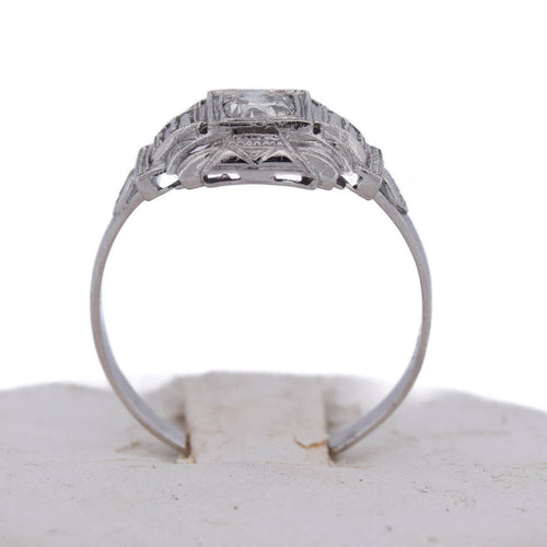 Bague 56 Bague Art déco en platine avec diamant taille ancienne 58 Facettes AN P12 (0059)