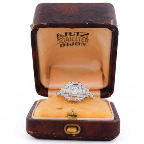 Bague 56 Bague Art déco en platine avec diamant taille ancienne 58 Facettes AN P12 (0059)
