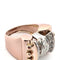 Bague 52 Bague années 80 style demodè en or rose et blanc 18 ct diamants 58 Facettes 223/26 C