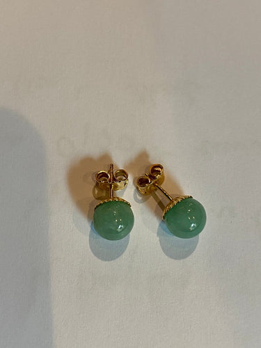 Boucles d'oreilles Boucles d’oreilles - Boules de jade vert en or jaune 18 carats 58 Facettes AB712