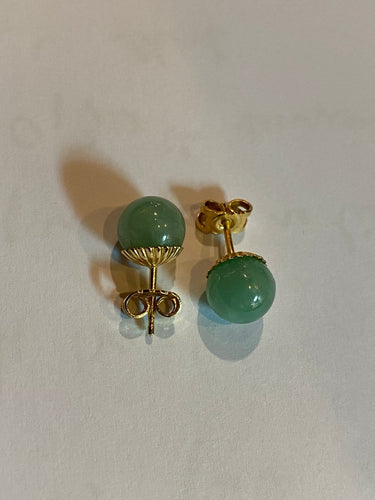 Boucles d'oreilles Boucles d’oreilles - Boules de jade vert en or jaune 18 carats 58 Facettes AB712