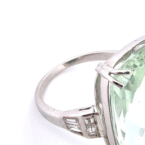 Bague 58 Bague - Aigue-marine verte en or blanc 18 ct 58 Facettes 221/26 B 114/26