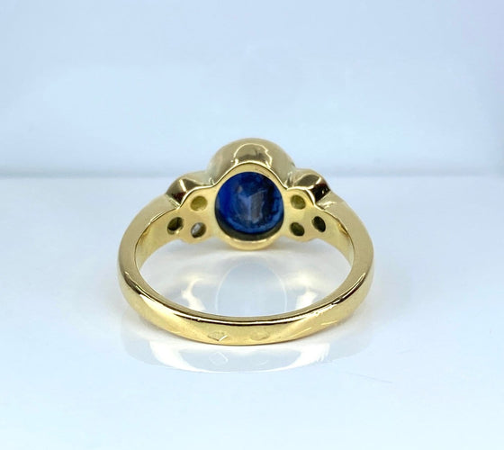 Bague 54 Bague en or jaune 18 carats, saphir et diamants 58 Facettes AB713