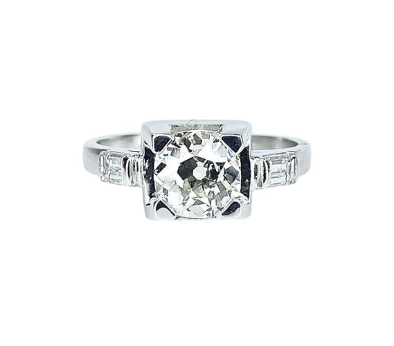 Bague 51 Bague ancienne en or blanc et platine avec diamants 58 Facettes AB714