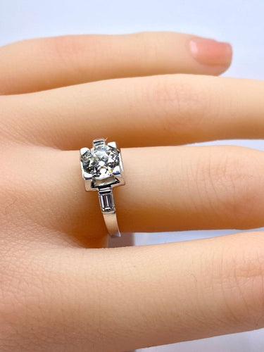 Bague 51 Bague ancienne en or blanc et platine avec diamants 58 Facettes AB714