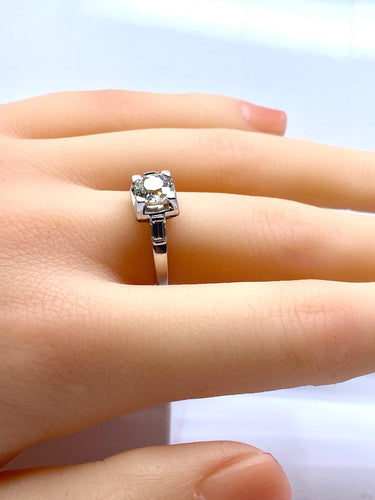 Bague 51 Bague ancienne en or blanc et platine avec diamants 58 Facettes AB714
