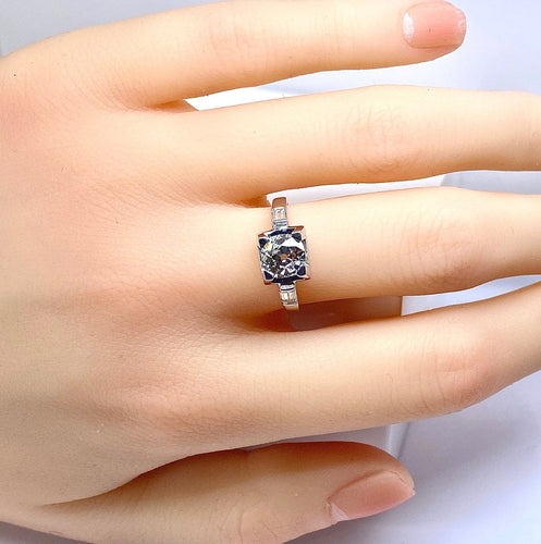 Bague 51 Bague ancienne en or blanc et platine avec diamants 58 Facettes AB714