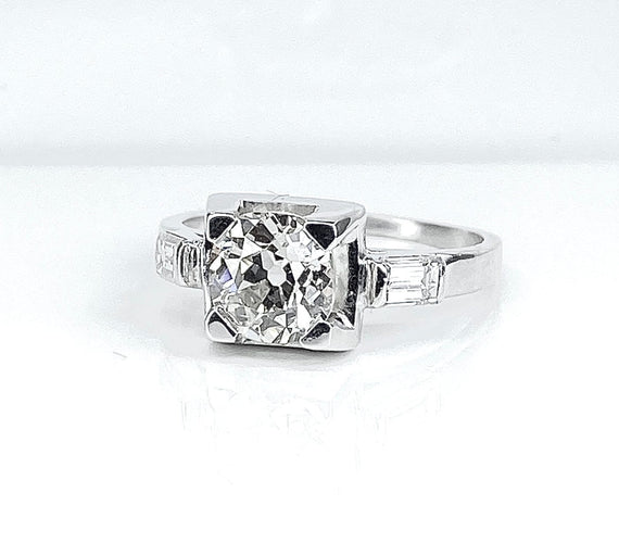 Bague 51 Bague ancienne en or blanc et platine avec diamants 58 Facettes AB714
