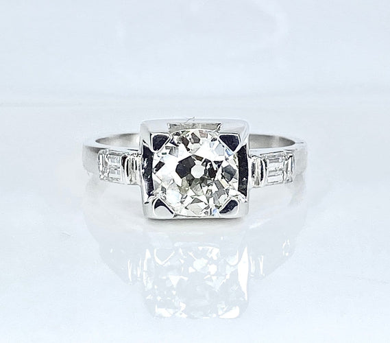 Bague 51 Bague ancienne en or blanc et platine avec diamants 58 Facettes AB714