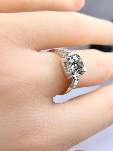 Bague 51 Bague ancienne en or blanc et platine avec diamants 58 Facettes AB714