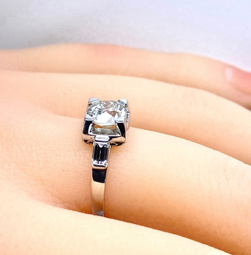 Bague 51 Bague ancienne en or blanc et platine avec diamants 58 Facettes AB714