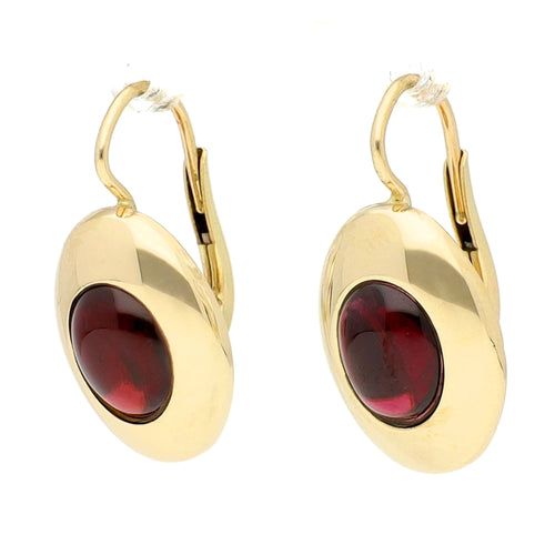 Boucles d'oreilles Boucles d'oreilles dormeuses - Or 14 carats et grenats cabochon 58 Facettes E33A8877977F4611AA3451CC448AC36A
