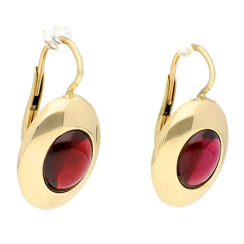 Boucles d'oreilles Boucles d'oreilles dormeuses - Or 14 carats et grenats cabochon 58 Facettes E33A8877977F4611AA3451CC448AC36A