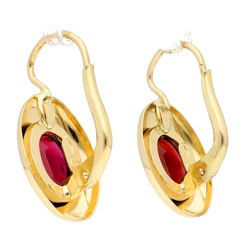 Boucles d'oreilles Boucles d'oreilles dormeuses - Or 14 carats et grenats cabochon 58 Facettes E33A8877977F4611AA3451CC448AC36A