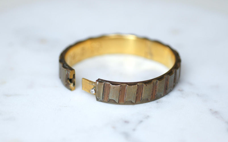 Bracelet Bracelet jonc Grande Guerre - cuivre avec diamant taille ancienne 58 Facettes