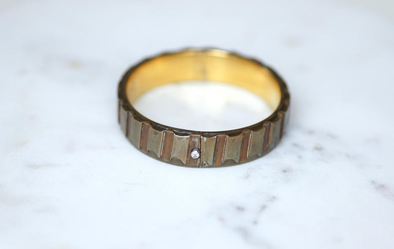 Bracelet Bracelet jonc Grande Guerre - cuivre avec diamant taille ancienne 58 Facettes