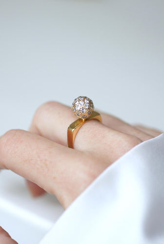 Bague 55 Dinh Van - Bague boule en or jaune 18 carats et diamants 58 Facettes