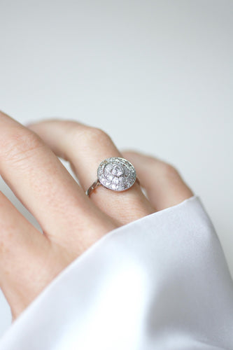 Bague 56 Bague cible Art déco en platine à diamants 1,20 ct 58 Facettes
