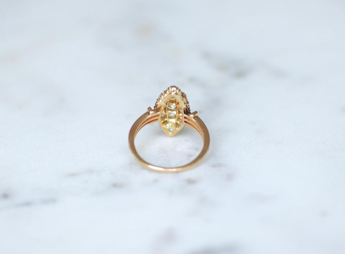 Bague 55 Bague marquise ancienne en or rose 18 ct et diamants 1,60 ct 58 Facettes