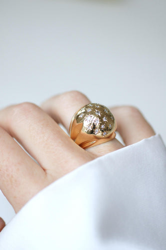 Bague 53 Bague boule Constellation en or rose 18 ct et diamants 58 Facettes