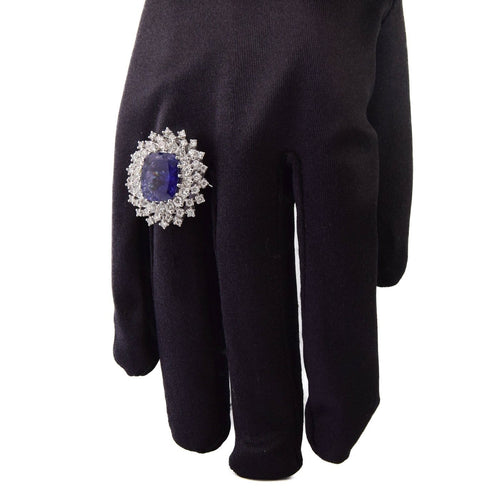 Bague 56 Bague en or blanc 18 ct avec tanzanite et diamants 58 Facettes AN383 (06139)