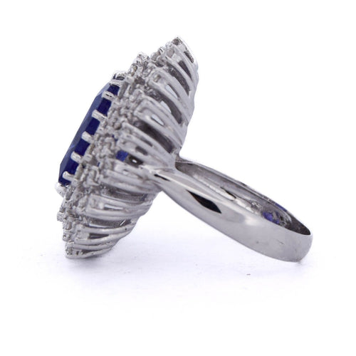 Bague 56 Bague en or blanc 18 ct avec tanzanite et diamants 58 Facettes AN383 (06139)