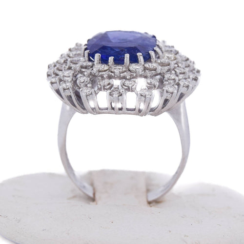 Bague 56 Bague en or blanc 18 ct avec tanzanite et diamants 58 Facettes AN383 (06139)