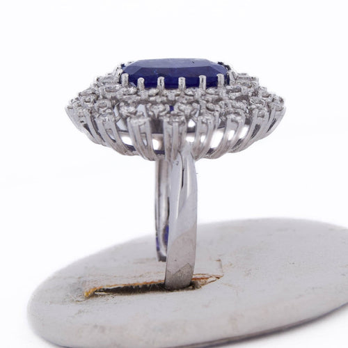Bague 56 Bague en or blanc 18 ct avec tanzanite et diamants 58 Facettes AN383 (06139)