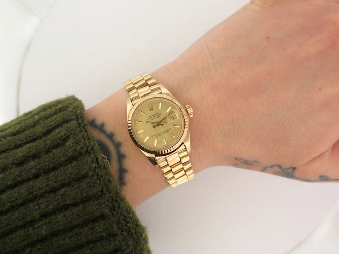 Montre Rolex Oyster Perpetual Datejust Lady - Montre automatique en or jaune 18k réf. 69178 58 Facettes 274054