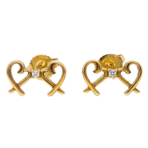 Boucles d'oreilles Tiffany & Co. Paloma Picasso - Double Loving Heart en or jaune et diamants 58 Facettes ws4gm5