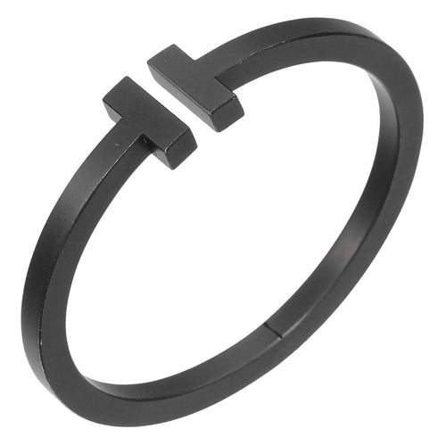 Bracelet Tiffany & Co. T Square - Bracelet en acier noir 58 Facettes b28ars