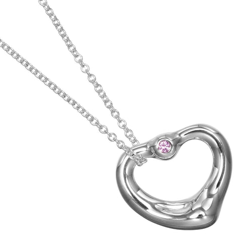 Pendentif Tiffany & Co. Elsa Peretti - Pendentif Open Heart en argent et saphir rose 58 Facettes x5jdsq