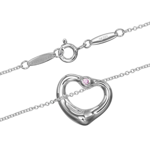 Pendentif Tiffany & Co. Elsa Peretti - Pendentif Open Heart en argent et saphir rose 58 Facettes x5jdsq