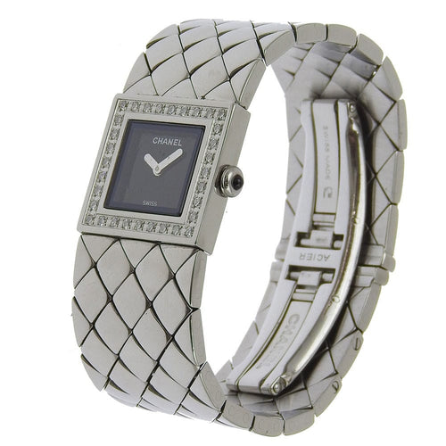 Montre Chanel Matelassé - Montre quartz acier et diamants 58 Facettes cgstjh